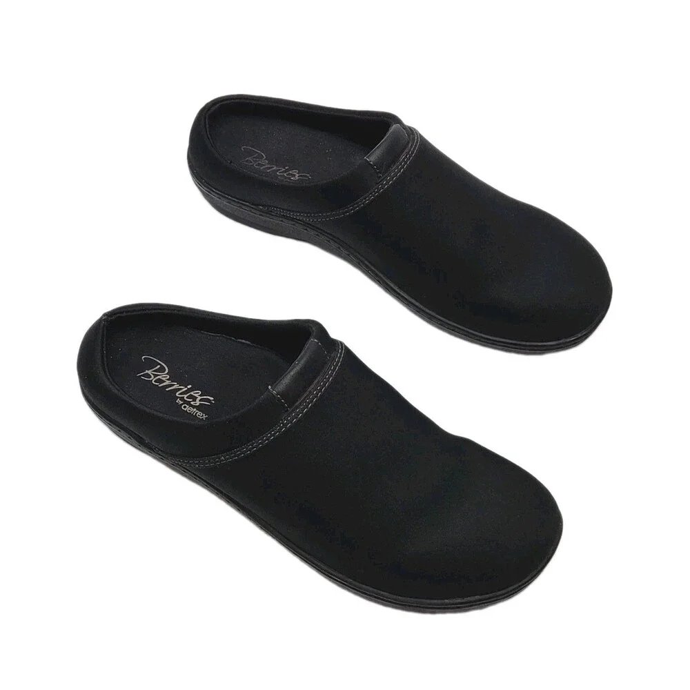 Aetrex Berries Shoe Clog Mule Women Sz 10 Black Fabric Slip-On Comfort